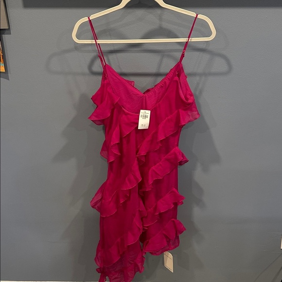 NWT Abercrombie All-Over Ruffle Mini Dress, pink Size Medium - Picture 6 of 8